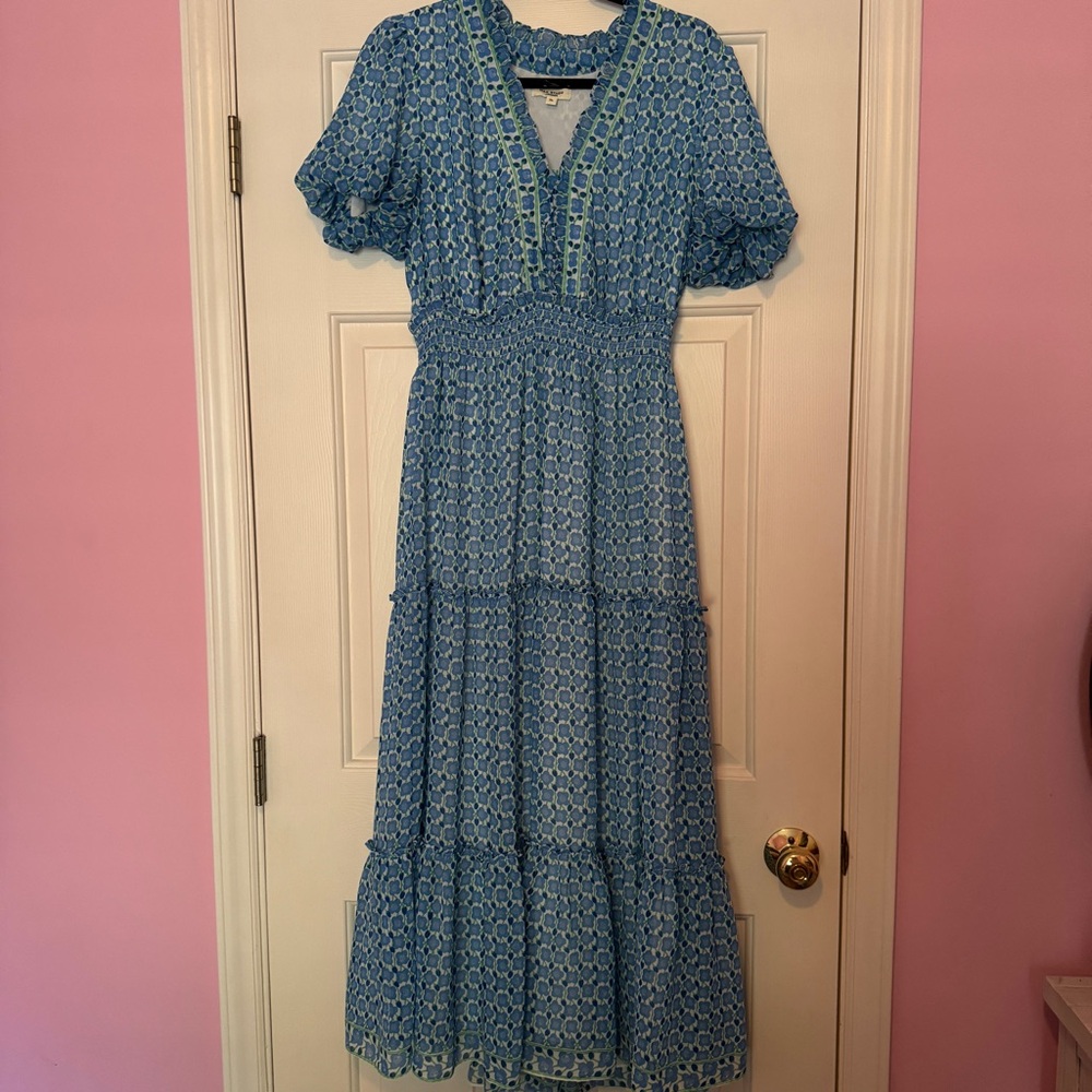 Max Studio Blue and Green Maxi Dress